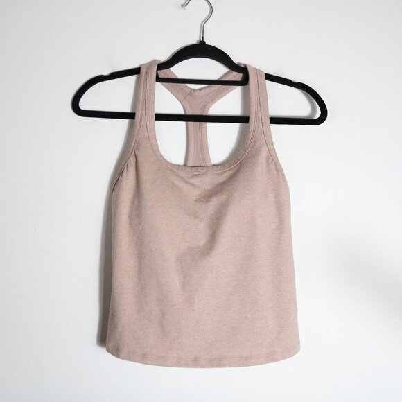 Prana Heavana Racerback Cropped Tank Sports Bra Women Small Pink Padded Athletic - Picture 1 of 6
